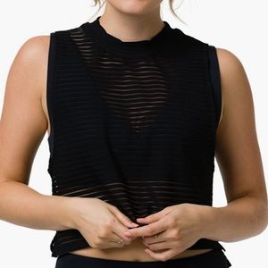 NWT sheer striped mesh tank. Onzie OS
